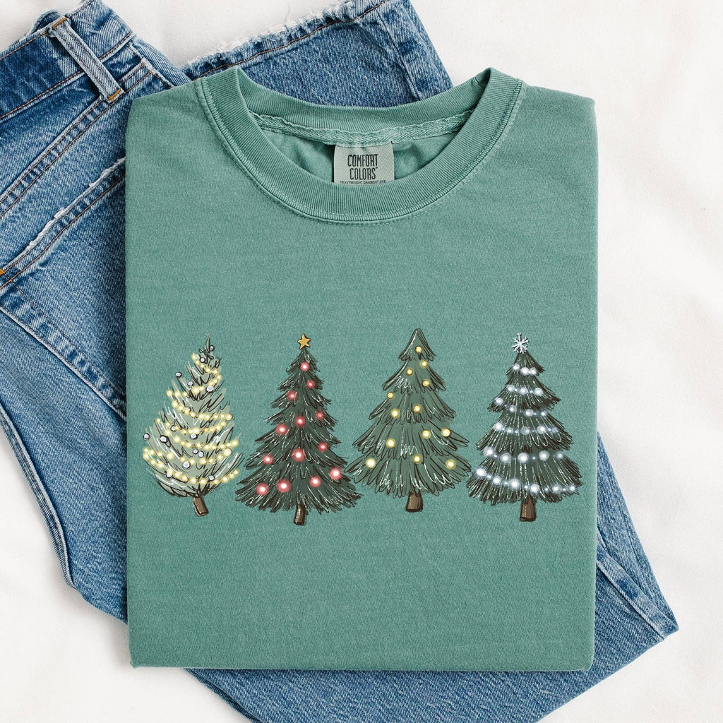 Christmas Trees, Winter, Snow, Santa Tshirt