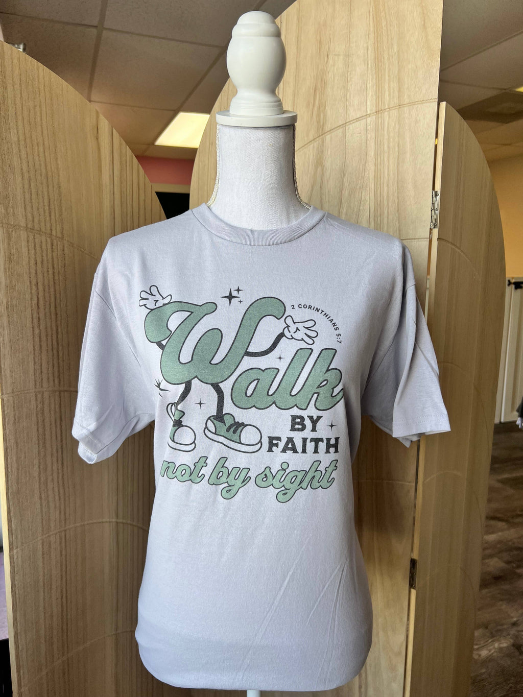 Walk By Faith Not By Sight On Silver Tee