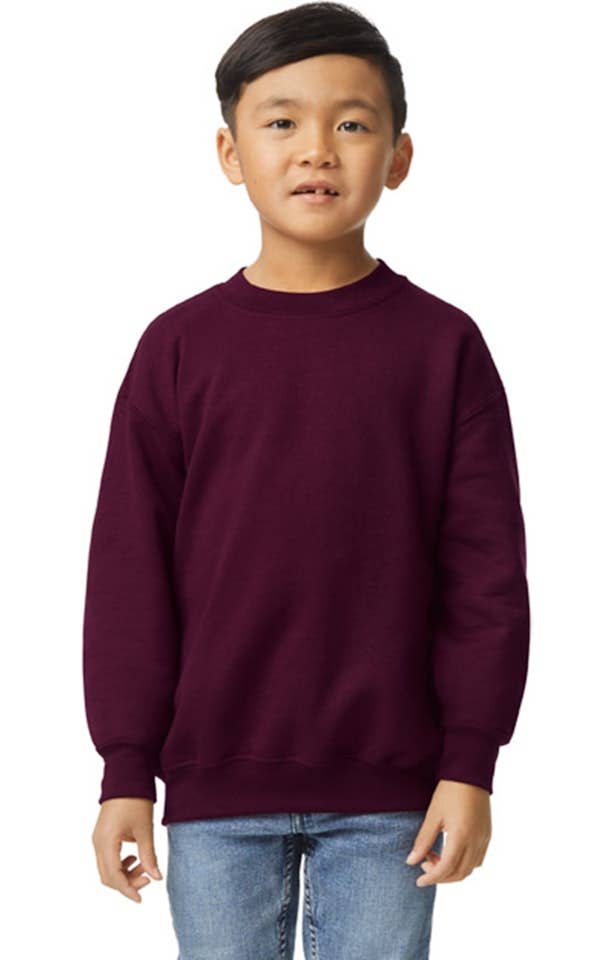 Custom Designed - Crew Sweatshirt (Maroon) Youth, Gildan, Heavy Blend 50/50 Fleece