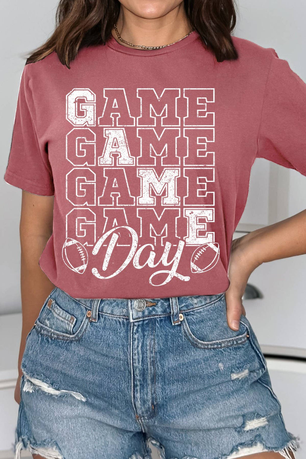 Game Day Football Graphic Print Short Sleeve Top