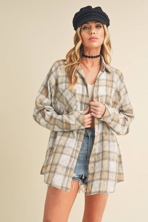 8323DN Laura Plaid Washed Flannel Shirt 6