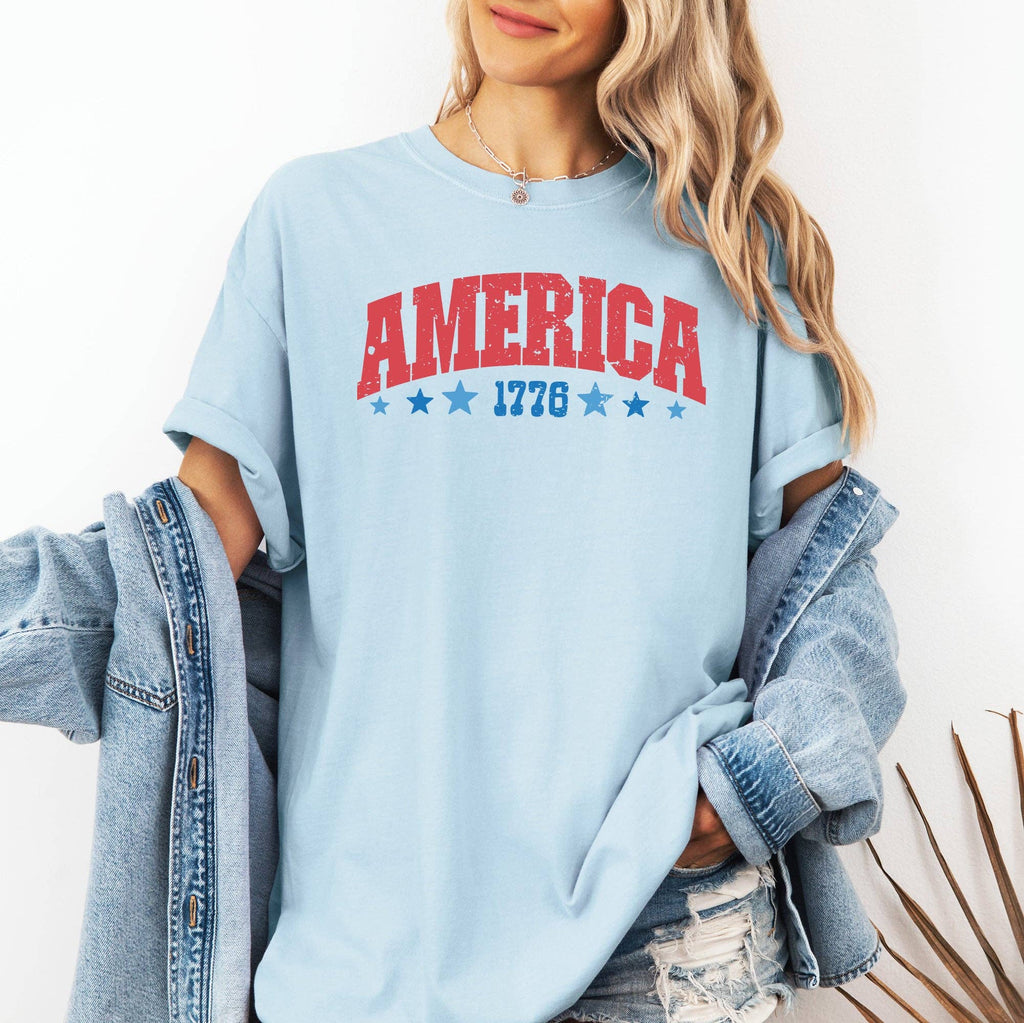 America 1776 Varsity Patriotic USA 4th of July Tshirt