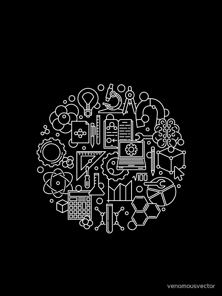 STEM Science, Technology, Engineering and Math minimal round outline design for STEM Geeks by venomousvector