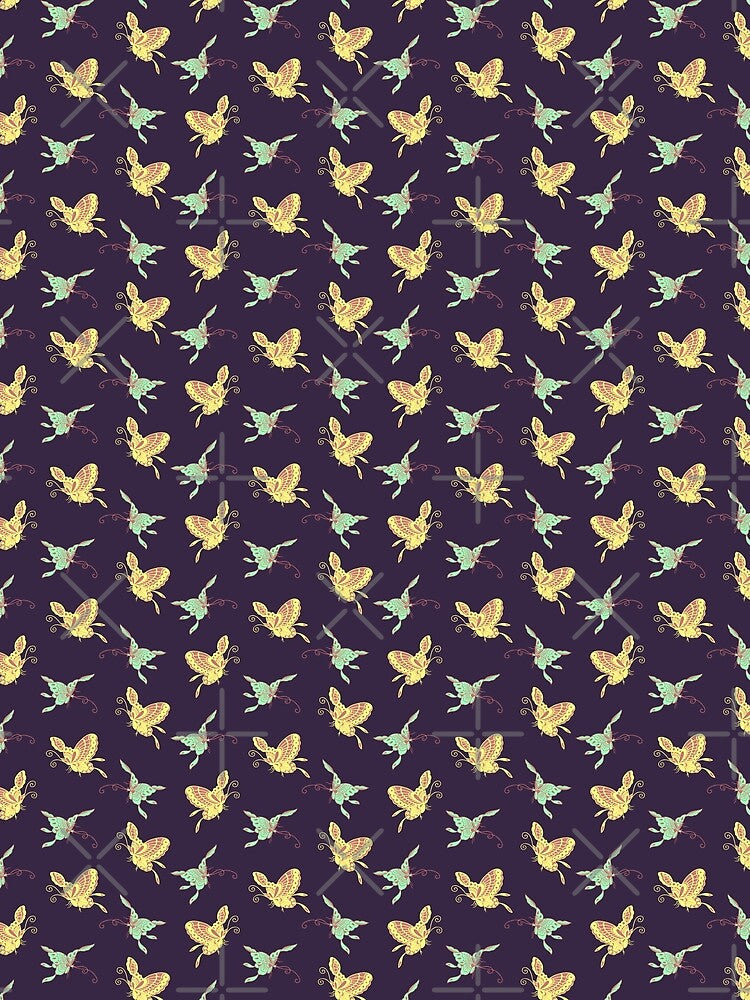 Night Flyers - Cartoon Butterflies Wildlife Pattern by K Design Store
