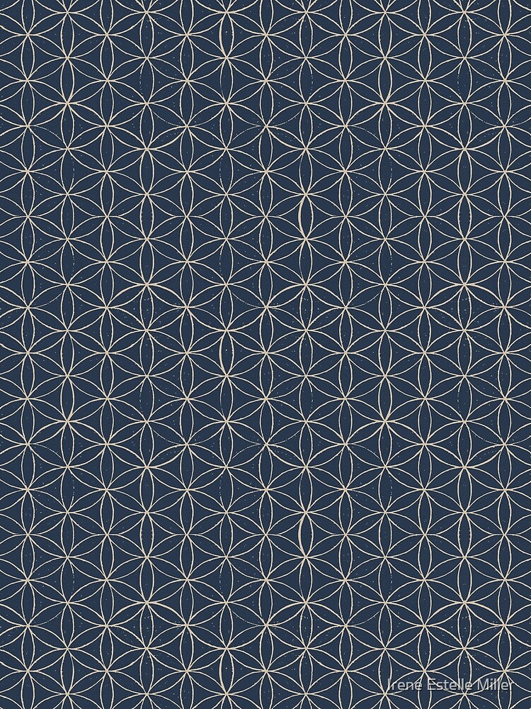 Flower of Life Linocut Pattern - Dusk + Dove by Irene Estelle
