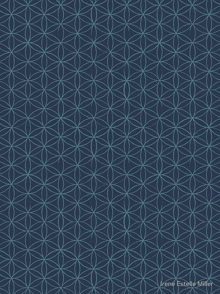 Flower of Life Linocut Pattern - Dusk + Peacock by Irene Estelle