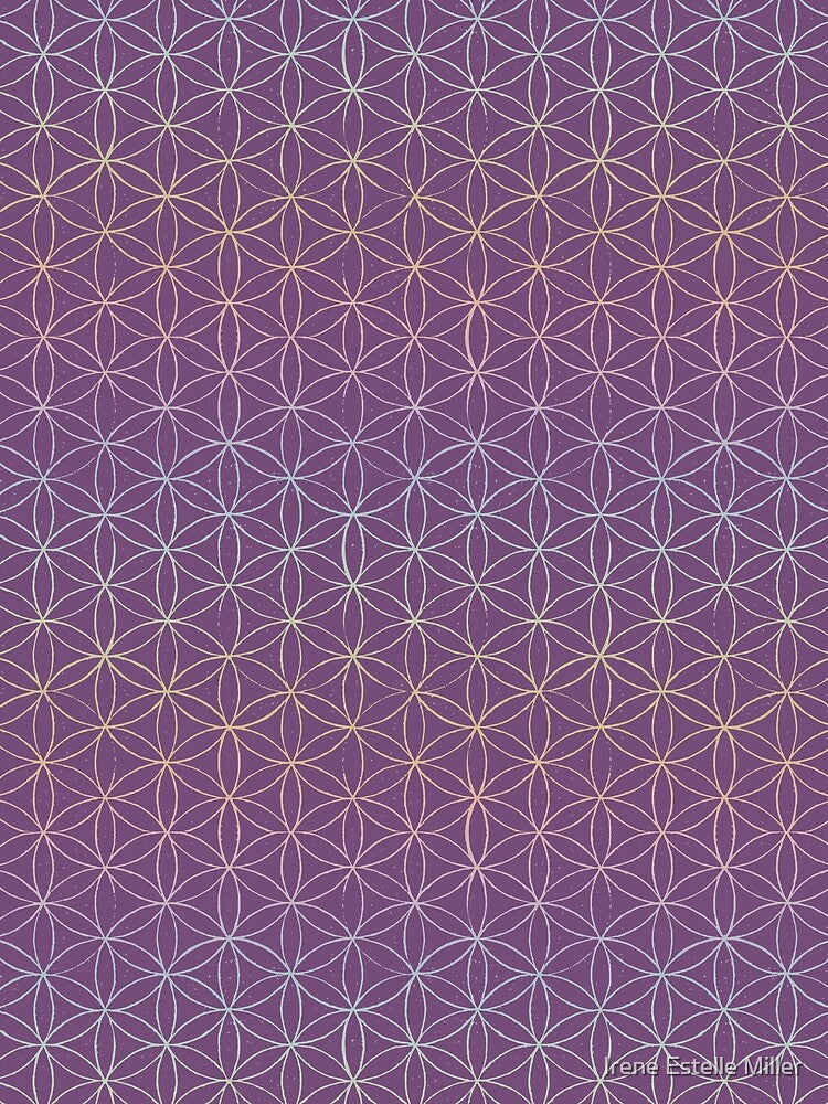 Flower of Life Linocut Pattern - Plum + Rainbow Sorbet by Irene Estelle