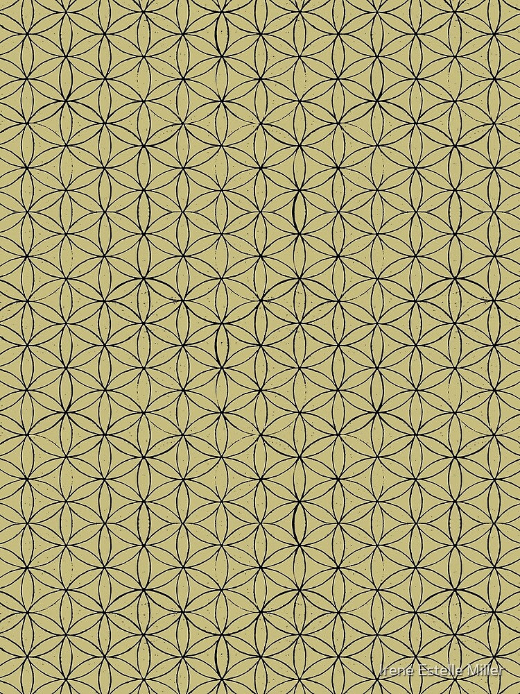 Flower of Life Linocut Pattern - Gold + Coal by Irene Estelle