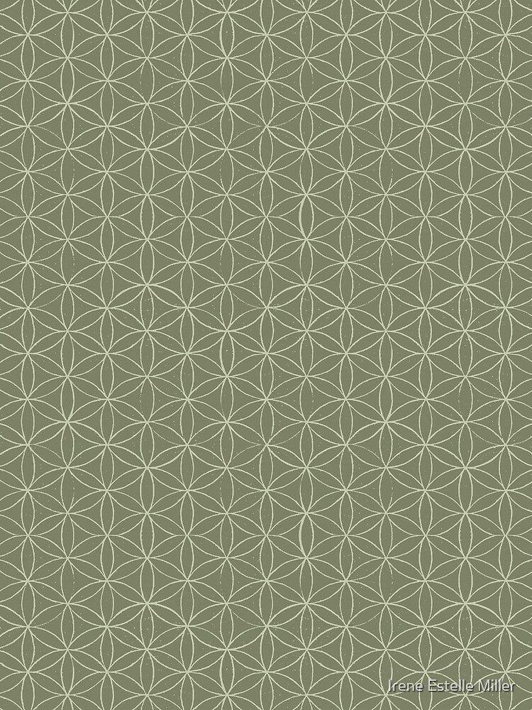 Flower of Life Linocut Pattern - Sage + Tea by Irene Estelle
