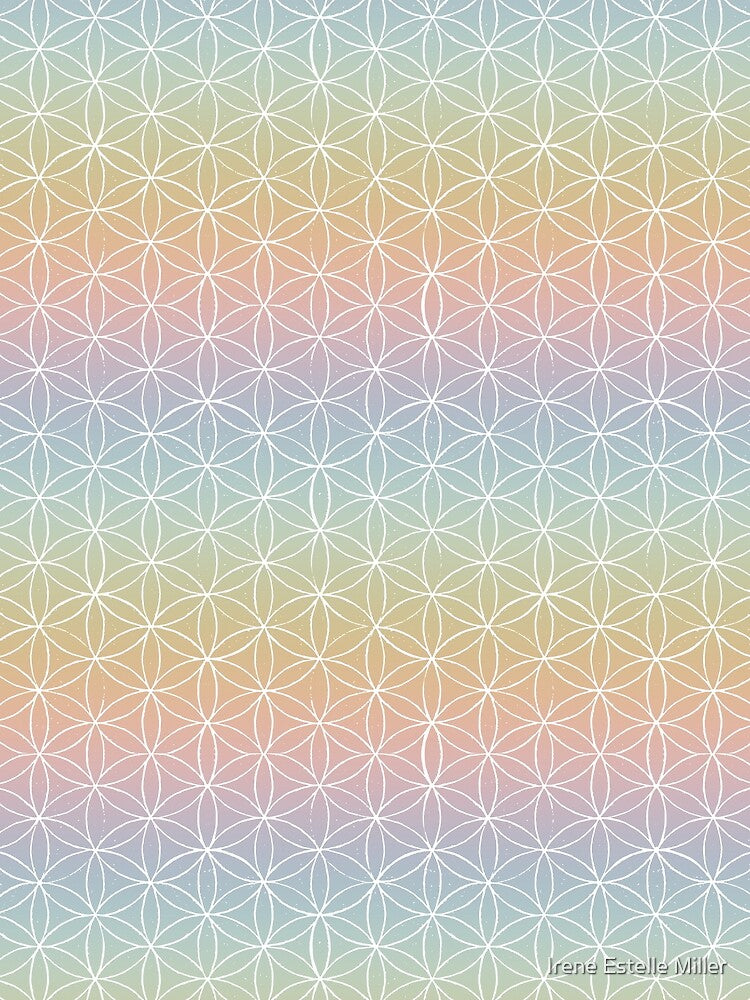 Flower of Life Linocut Pattern - Rainbow Sorbet + Snow by Irene Estelle