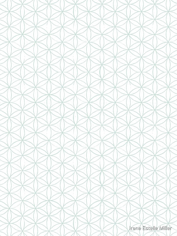 Flower of Life Linocut Pattern - Snow + Mint by Irene Estelle