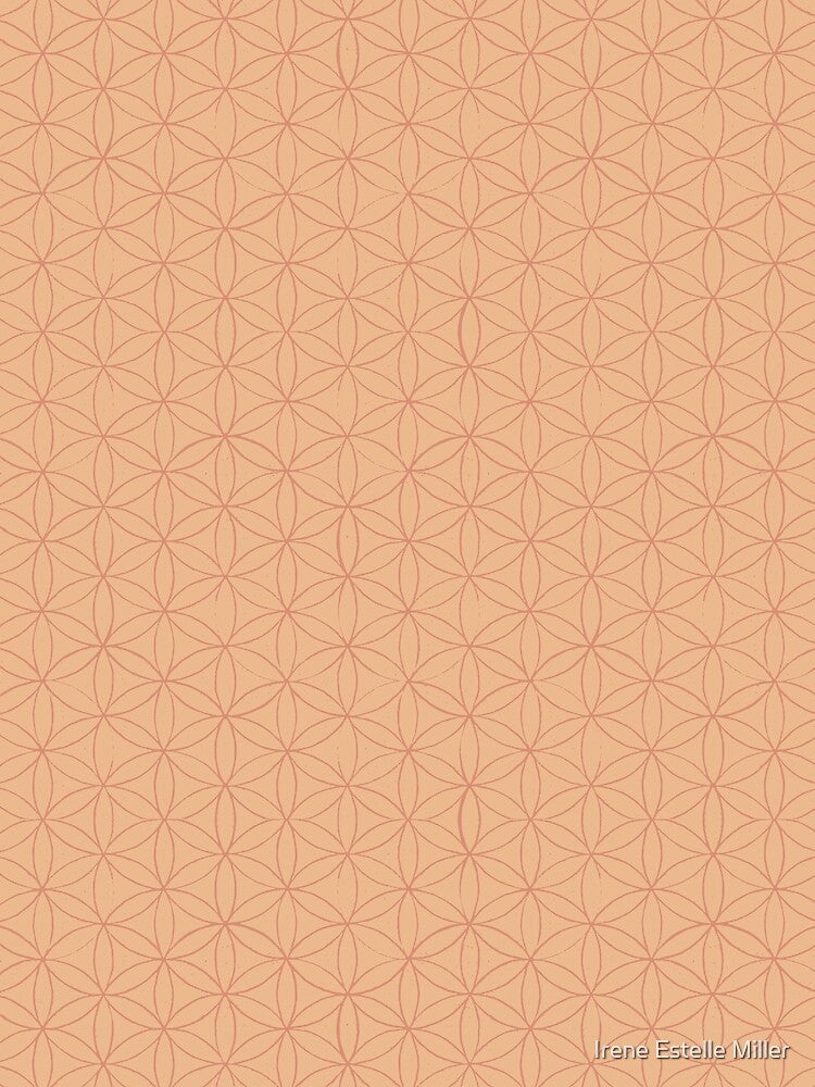Flower of Life Linocut Pattern - Melon + Coral by Irene Estelle