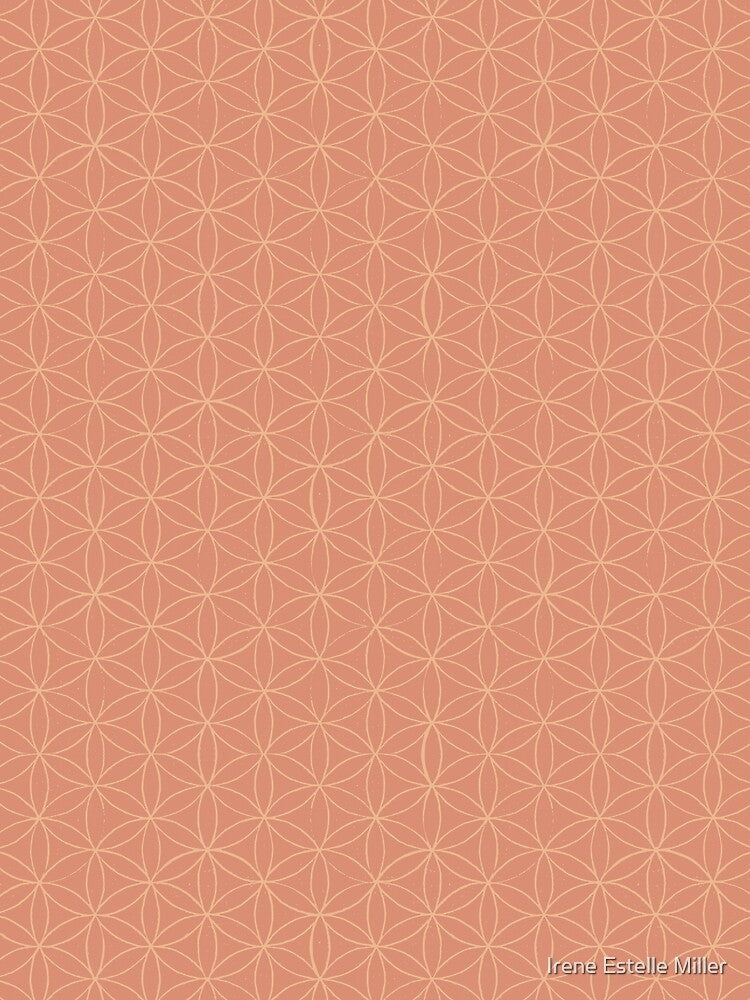 Flower of Life Linocut Pattern - Coral + Melon by Irene Estelle