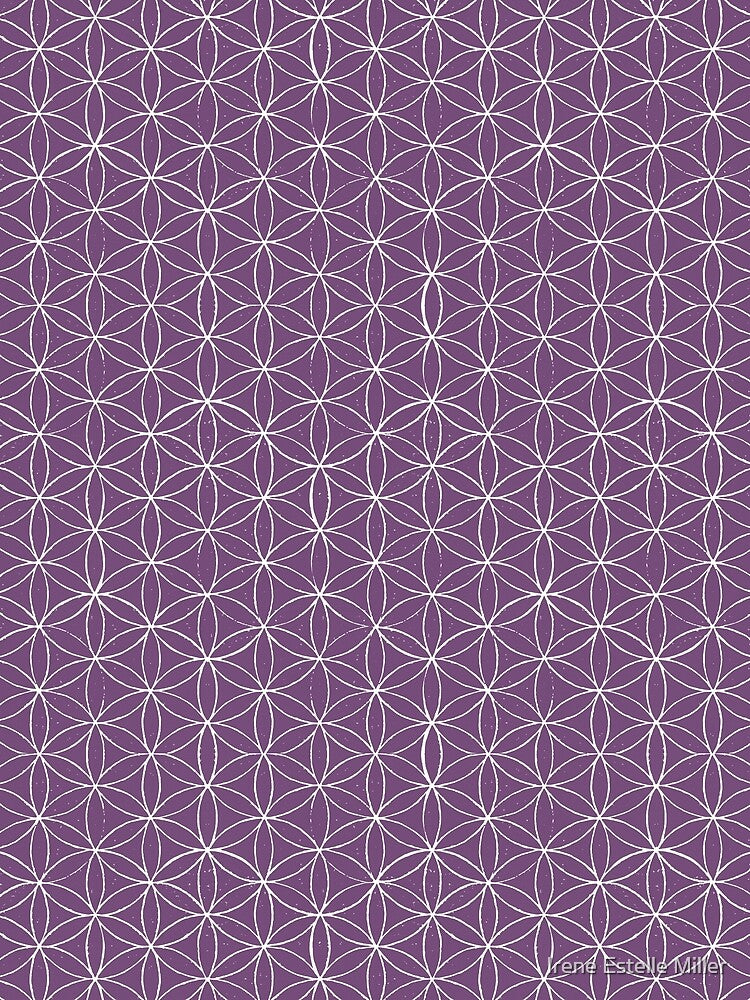 Flower of Life Linocut Pattern - Plum + Snow by Irene Estelle