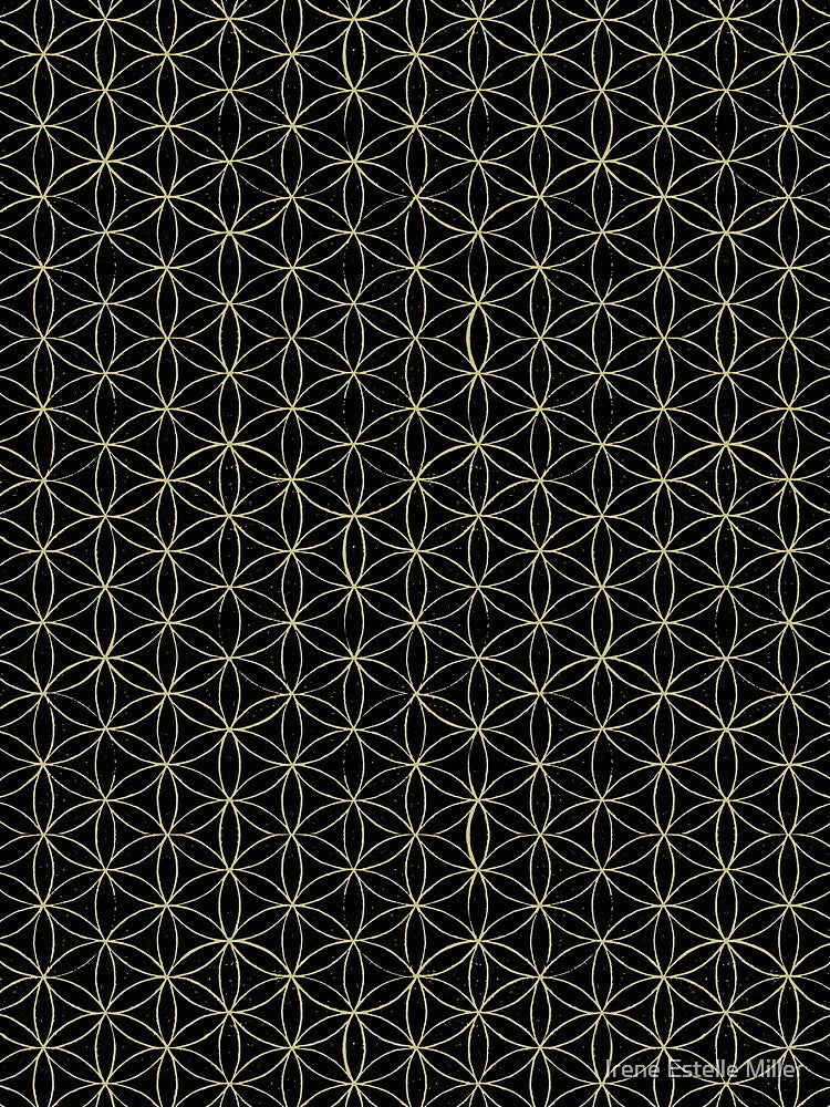 Flower of Life Linocut Pattern - Coal + Gold by Irene Estelle