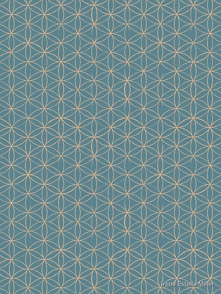 Flower of Life Linocut Pattern - Peacock + Melon by Irene Estelle