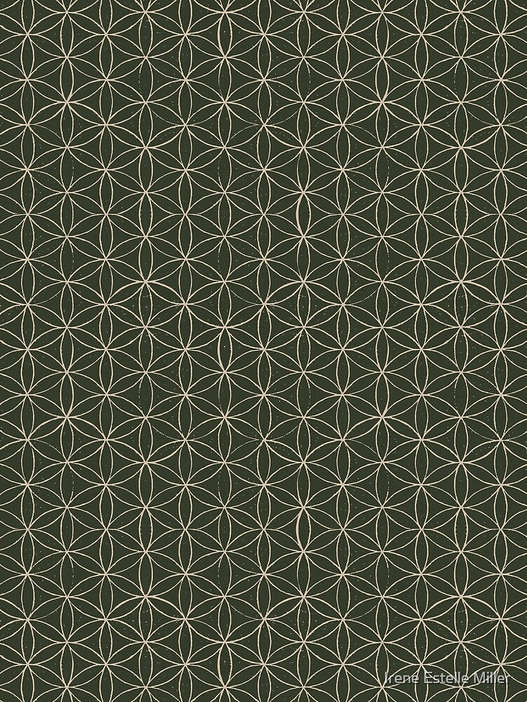 Flower of Life Linocut Pattern - Pine + Dove by Irene Estelle