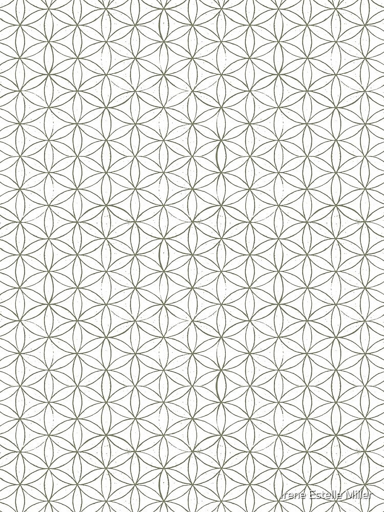 Flower of Life Linocut Pattern - Snow + Sage by Irene Estelle