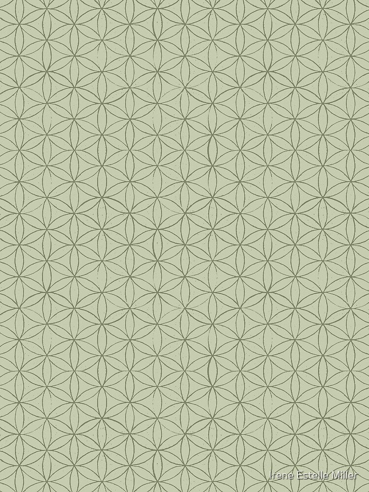 Flower of Life Linocut Pattern - Tea + Sage by Irene Estelle