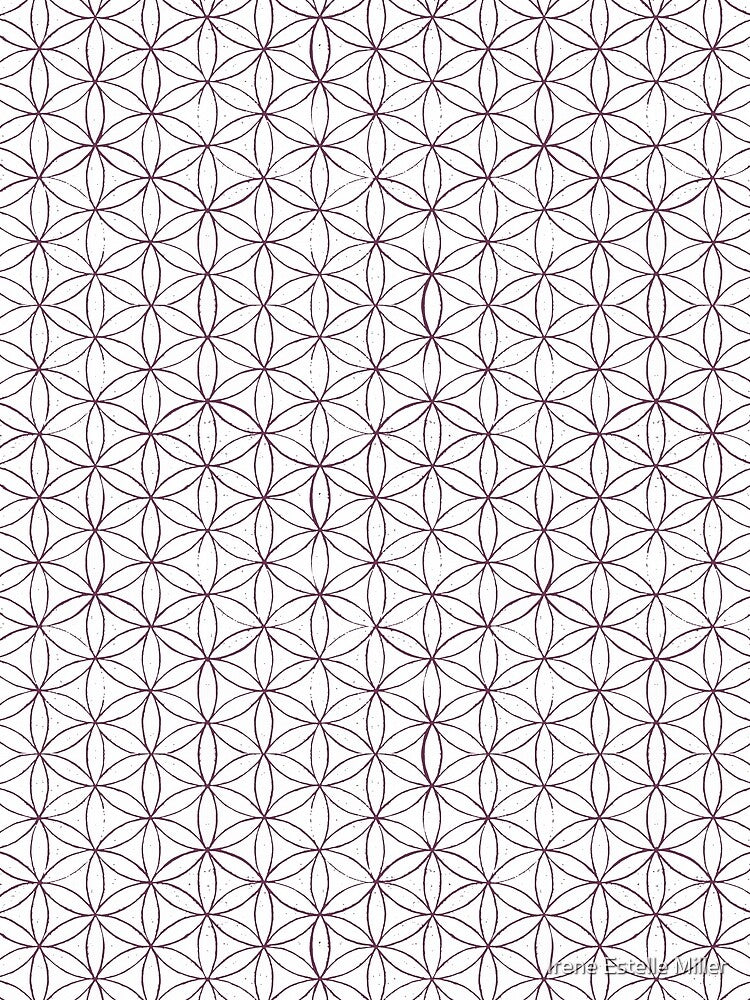 Flower of Life Linocut Pattern - Snow + Beet by Irene Estelle