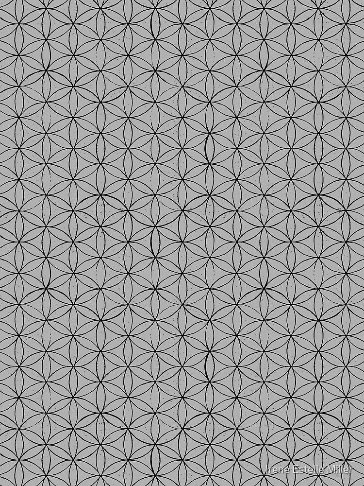Flower of Life Linocut Pattern - Fog + Coal by Irene Estelle