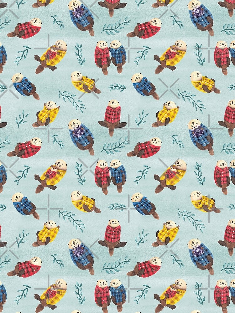 Sea Otters Wearing Plaid by emseeitch