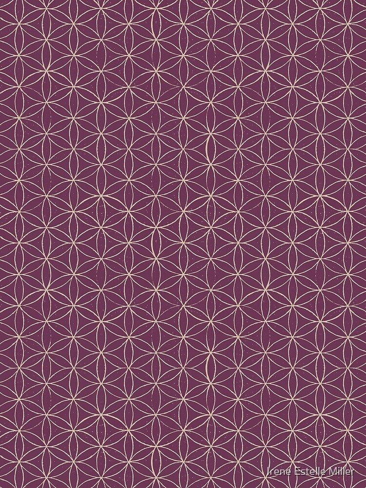 Flower of Life Linocut Pattern - Beet + Dove by Irene Estelle