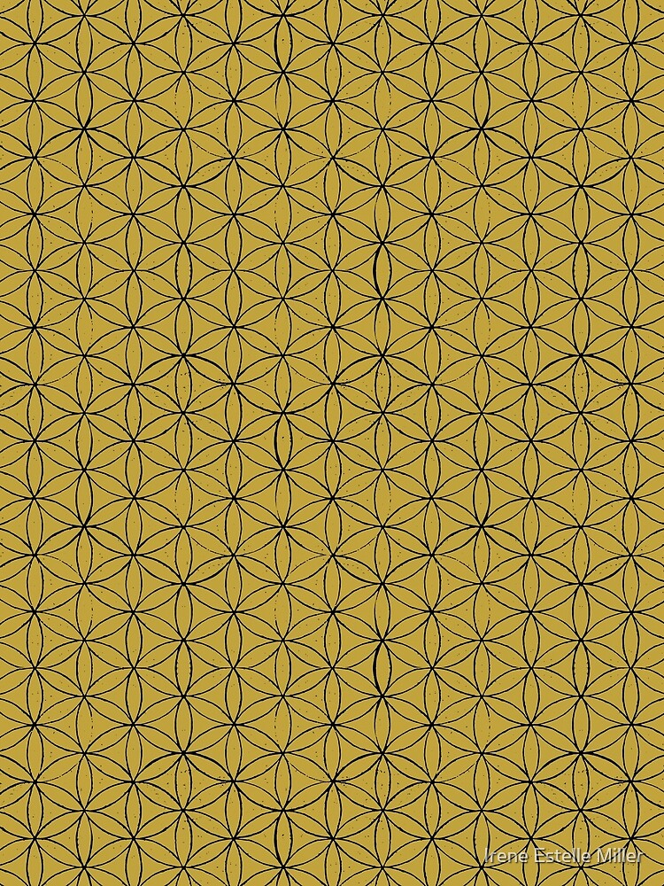 Flower of Life Linocut Pattern - Saffron + Coal by Irene Estelle