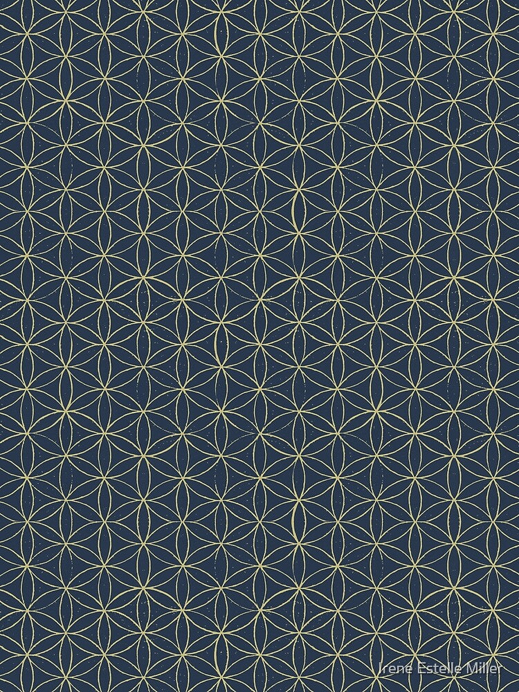 Flower of Life Linocut Pattern - Dusk + Gold by Irene Estelle