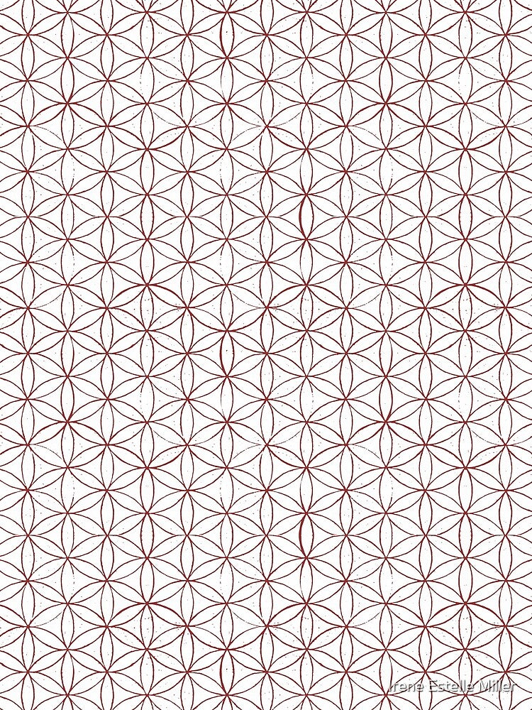 Flower of Life Linocut Pattern - Snow + Ruby by Irene Estelle