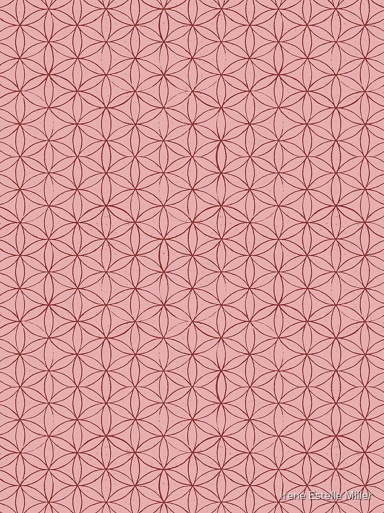 Flower of Life Linocut Pattern - Rose + Ruby by Irene Estelle