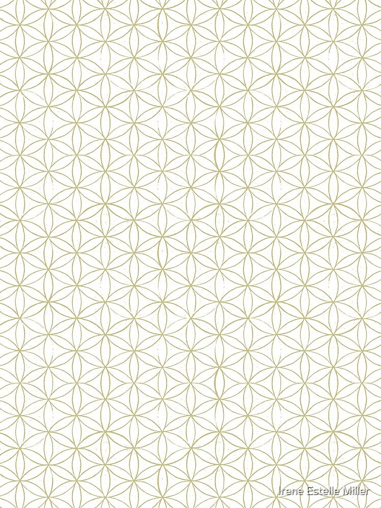 Flower of Life Linocut Pattern - Snow + Gold by Irene Estelle
