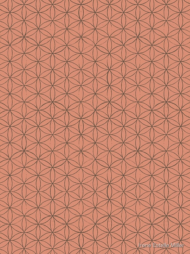 Flower of Life Linocut Pattern - Coral + Earth by Irene Estelle