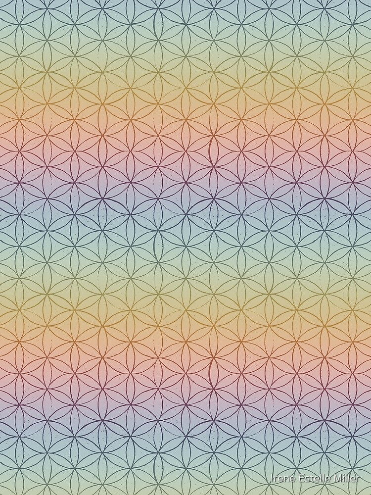 Flower of Life Linocut Pattern - Rainbow Sorbet + Rainbow Sunset by Irene Estelle