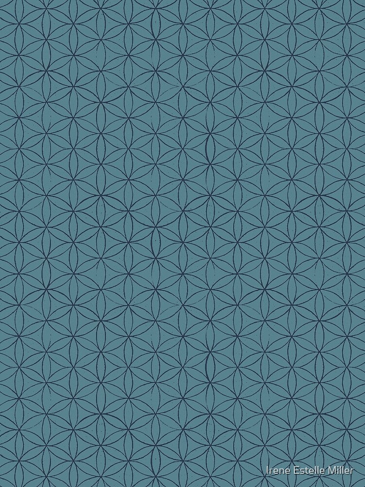 Flower of Life Linocut Pattern - Peacock + Dusk by Irene Estelle