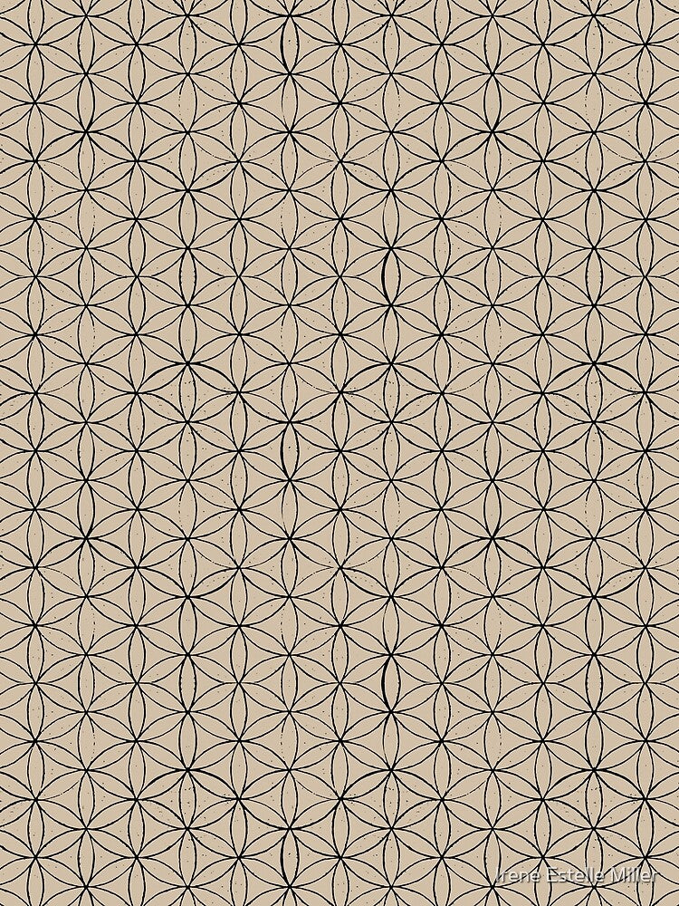 Flower of Life Linocut Pattern - Dove + Coal by Irene Estelle
