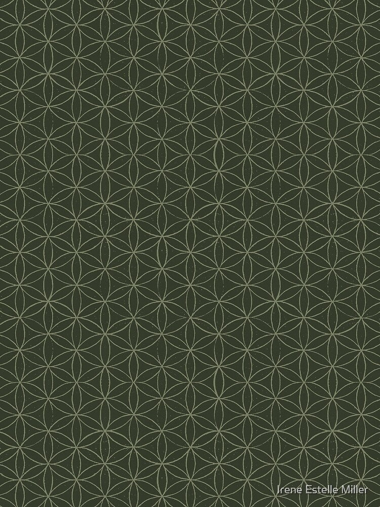 Flower of Life Linocut Pattern - Pine + Sage by Irene Estelle