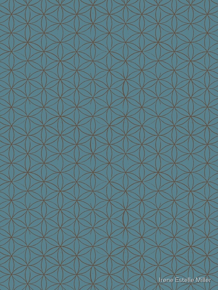 Flower of Life Linocut Pattern - Peacock + Earth by Irene Estelle