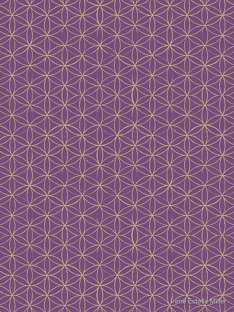 Flower of Life Linocut Pattern - Plum + Gold by Irene Estelle