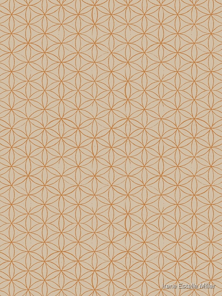 Flower of Life Linocut Pattern - Dove + Rust by Irene Estelle