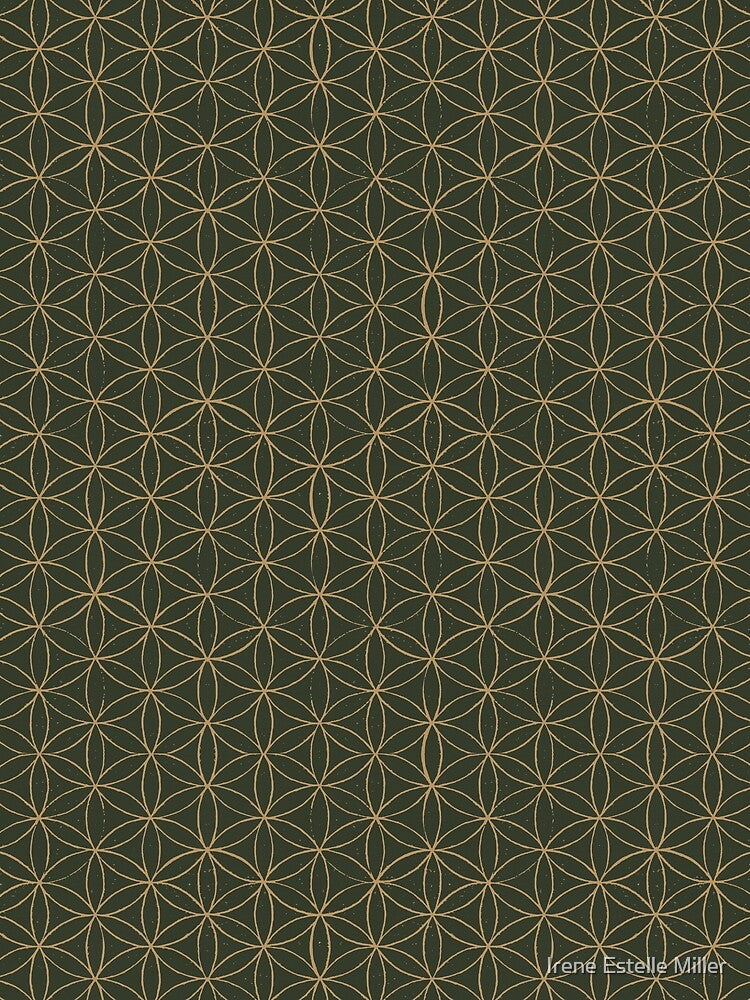 Flower of Life Linocut Pattern - Pine + Fawn by Irene Estelle