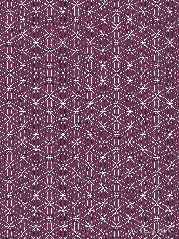 Flower of Life Linocut Pattern - Beet + Snow by Irene Estelle