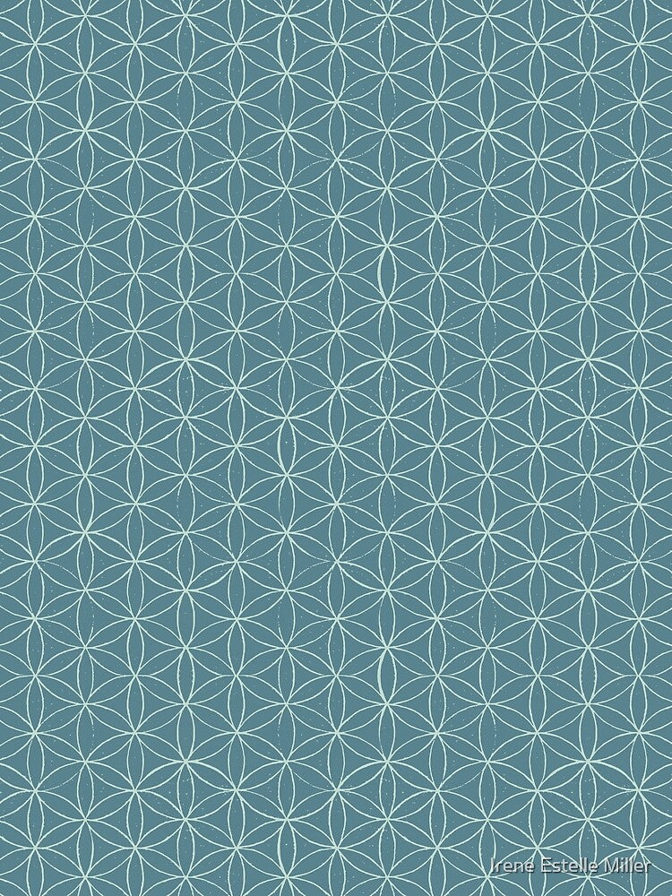 Flower of Life Linocut Pattern - Peacock + Mint by Irene Estelle