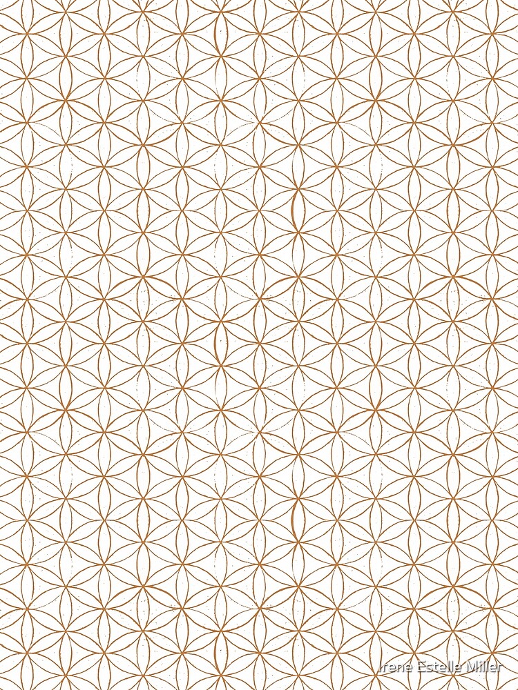 Flower of Life Linocut Pattern - Snow + Rust by Irene Estelle