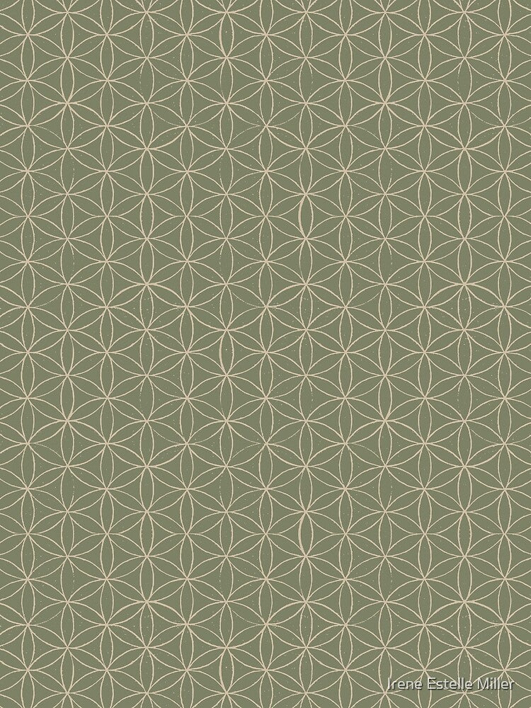 Flower of Life Linocut Pattern - Sage + Dove by Irene Estelle