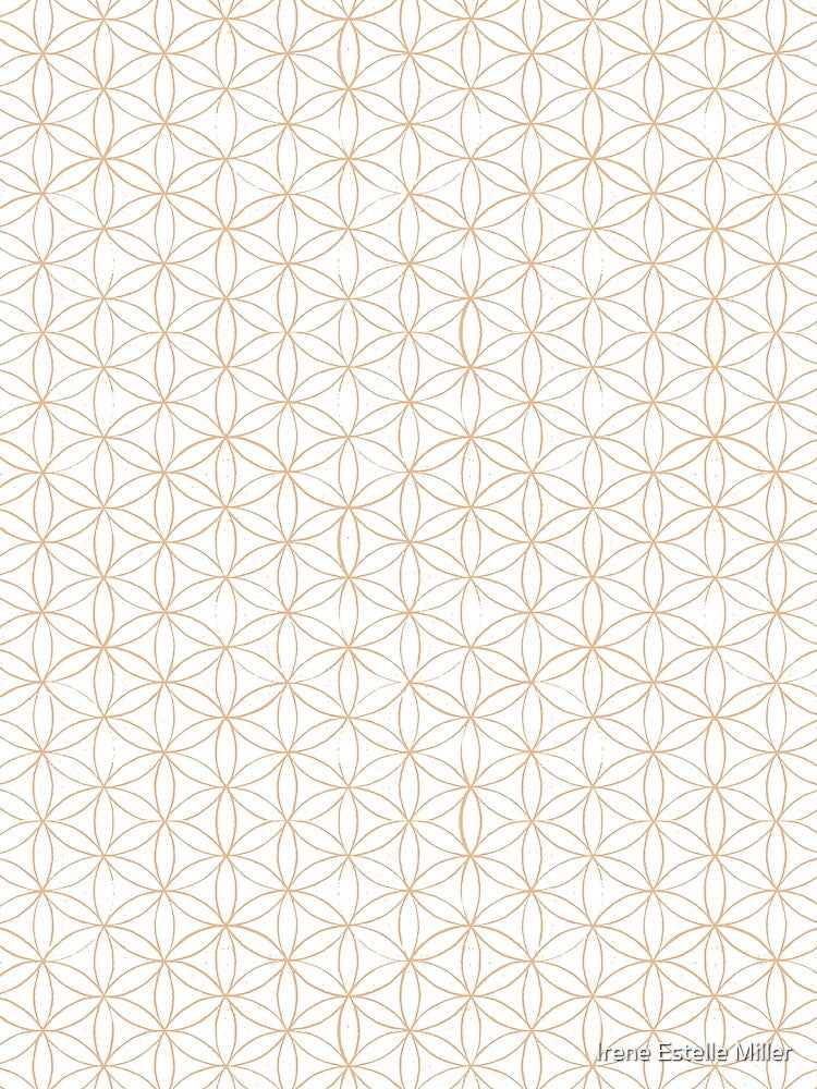 Flower of Life Linocut Pattern - Snow + Melon by Irene Estelle