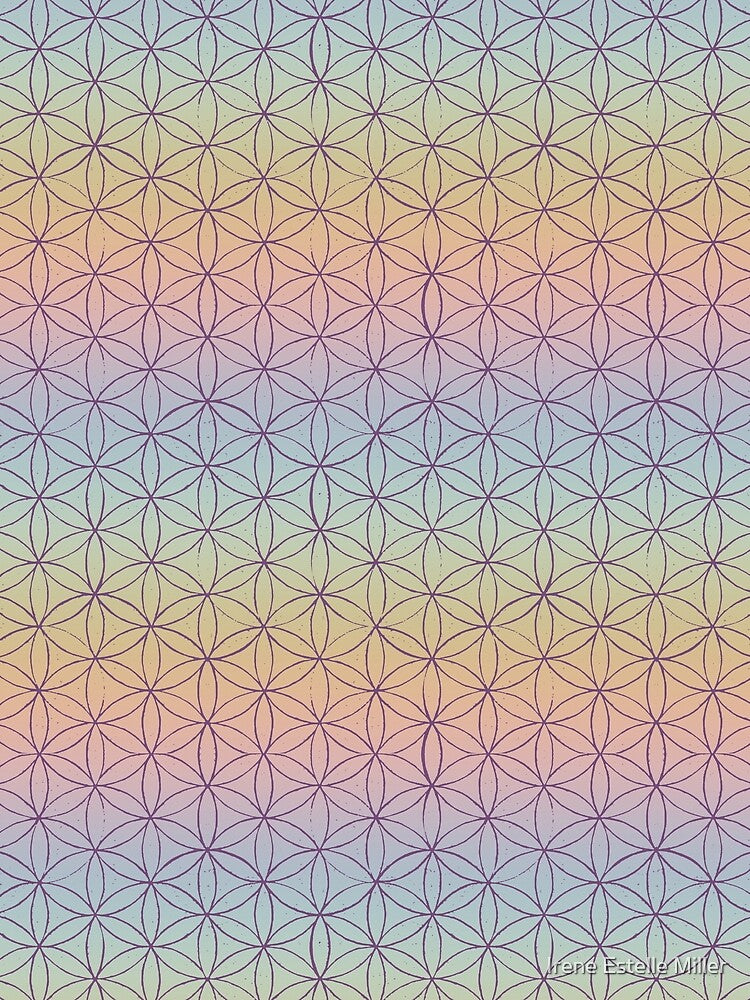 Flower of Life Linocut Pattern - Rainbow Sorbet + Plum by Irene Estelle