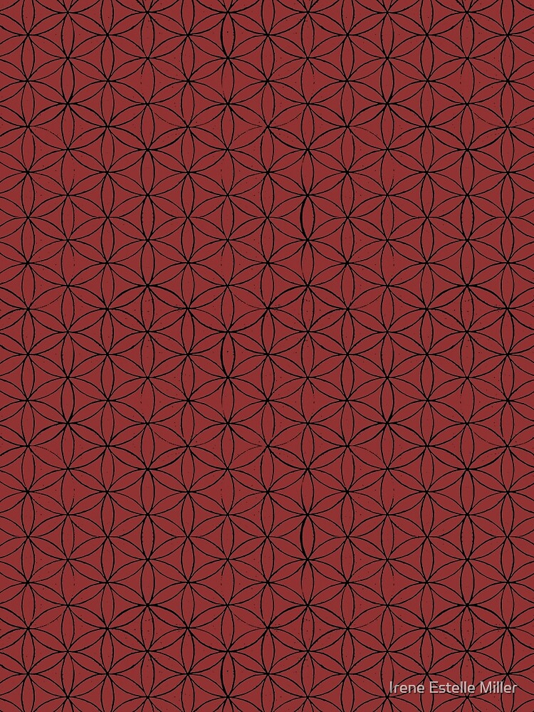 Flower of Life Linocut Pattern - Ruby + Coal by Irene Estelle