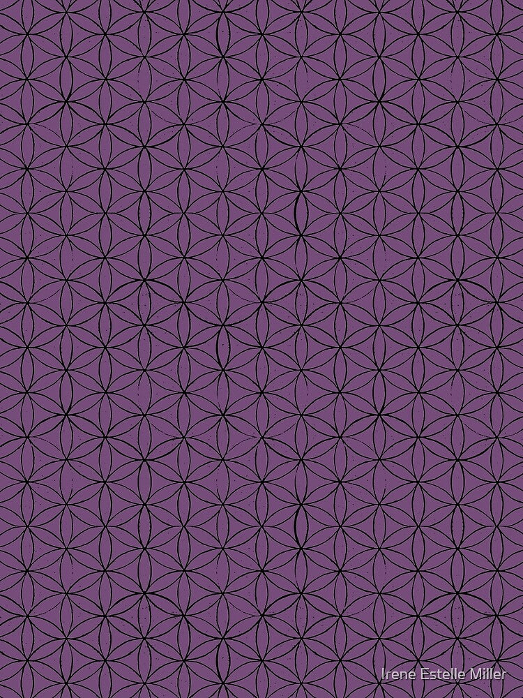 Flower of Life Linocut Pattern - Plum + Coal by Irene Estelle