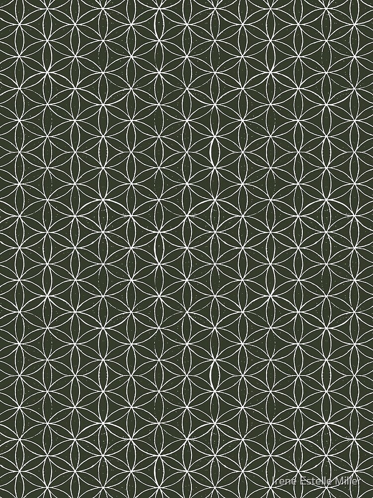 Flower of Life Linocut Pattern - Pine + Snow by Irene Estelle